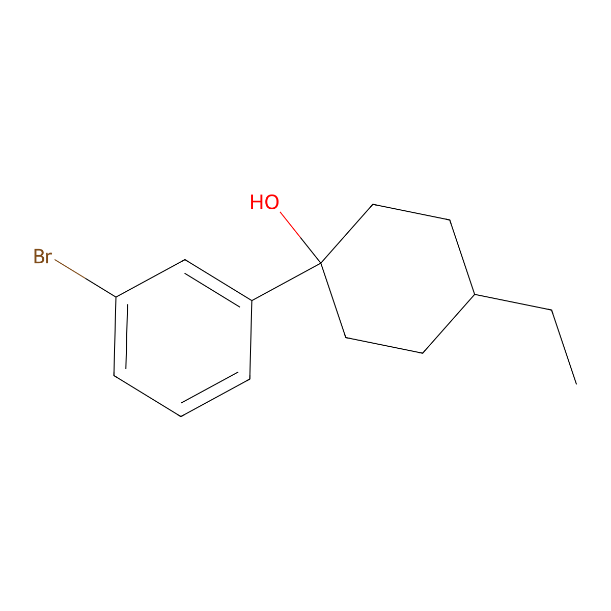 1-(3-Bromophenyl)-4-ethylcyclohexan-1-ol molecular structure, CAS 2012849-74-8