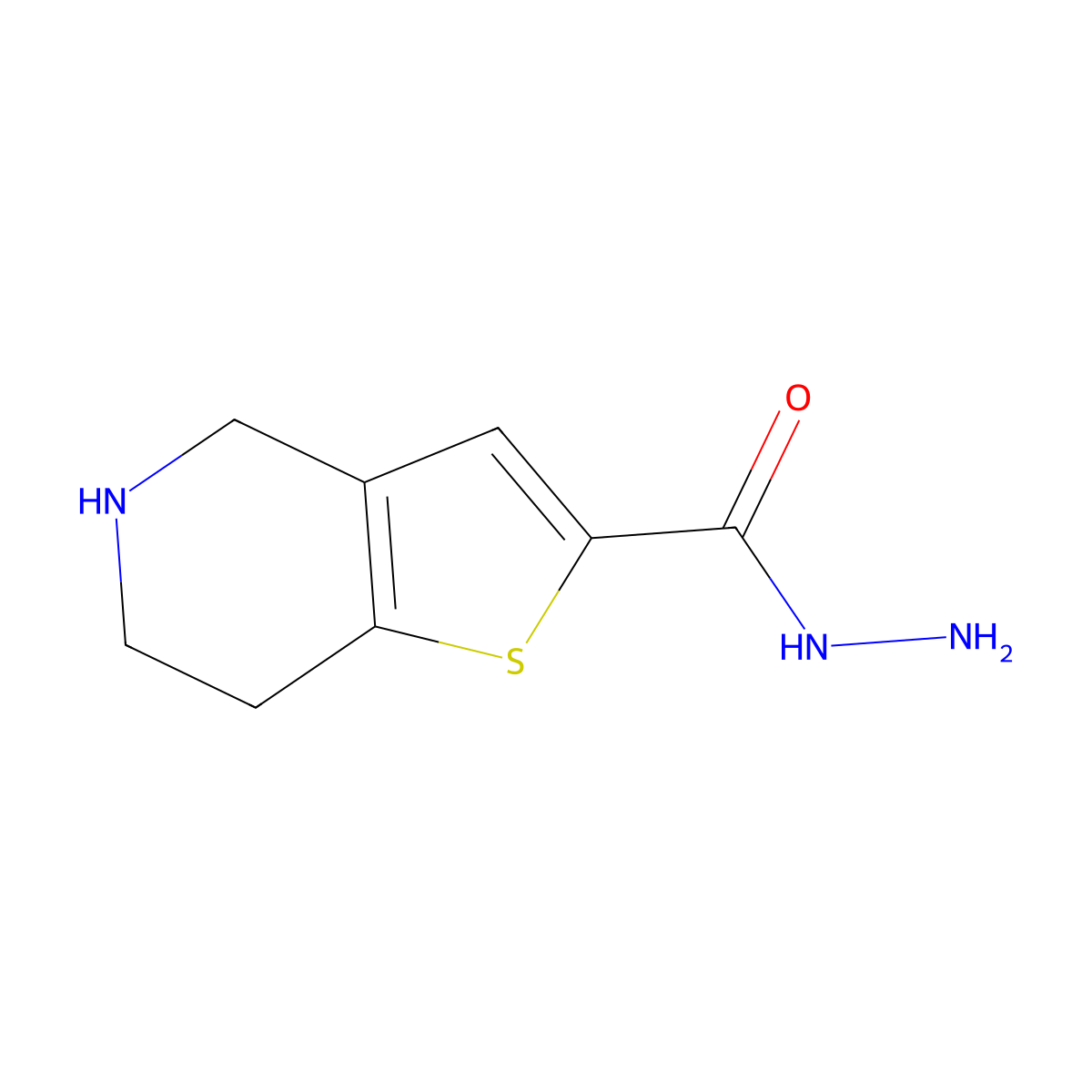 4H,5H,6H,7H-thieno[3,2-c]pyridine-2-carbohydrazide molecular structure, CAS 2012862-03-0