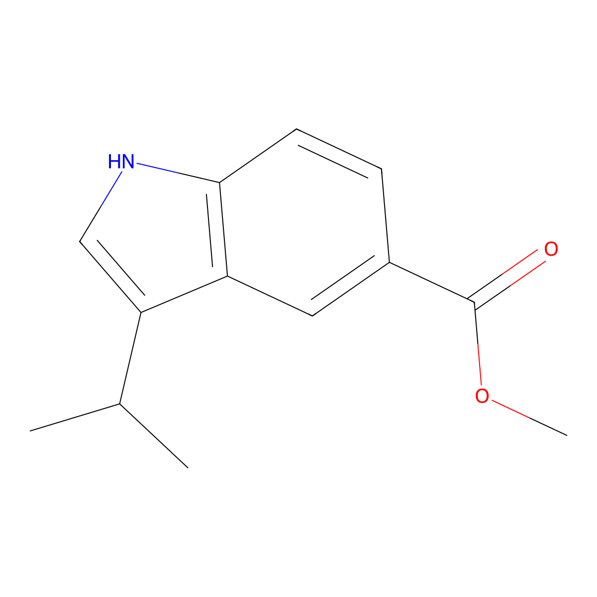 Methyl 3-(propan-2-yl)-1H-indole-5-carboxylate molecular structure, CAS 201287-01-6