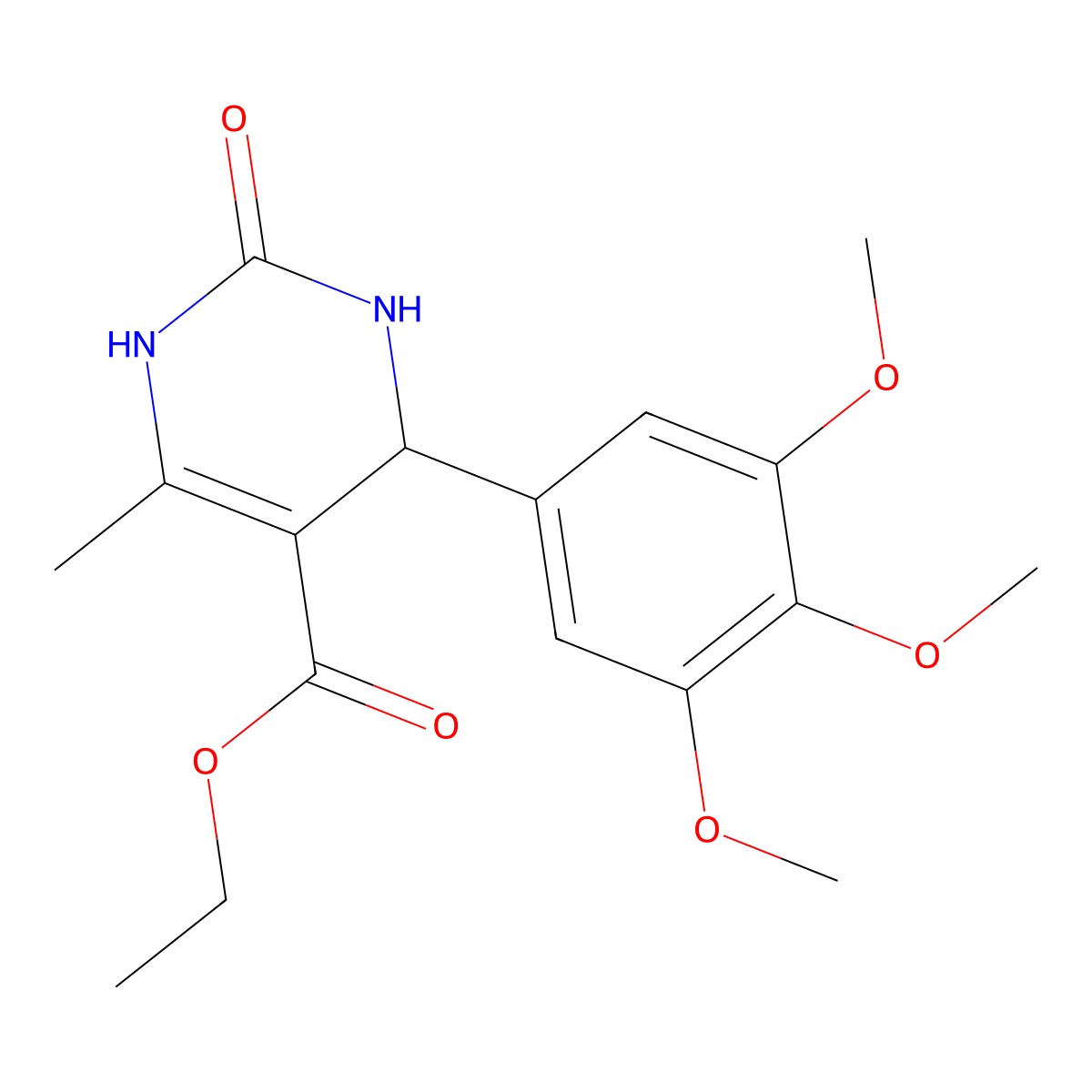 Ethyl 6-methyl-2-oxo-4-(3,4,5-trimethoxyphenyl)-1,2,3,4-tetrahydropyrimidine-5-carboxylate molecular structure, CAS 201287-92-5