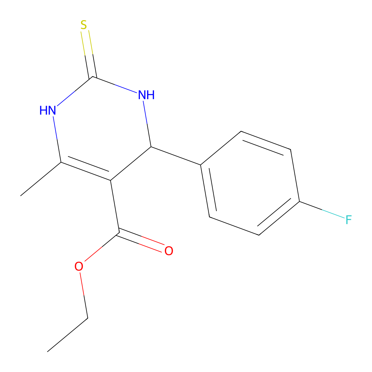 Ethyl 4-(4-fluorophenyl)-6-methyl-2-thioxo-1,2,3,4-tetrahydropyrimidine-5-carboxylate molecular structure, CAS 201287-93-6