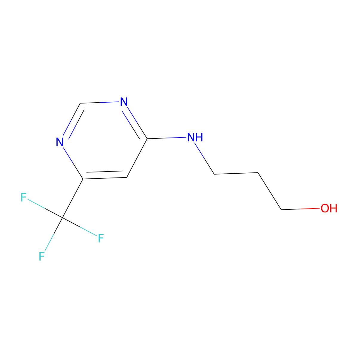 3-{[6-(Trifluoromethyl)pyrimidin-4-yl]amino}propan-1-ol molecular structure, CAS 2012875-32-8