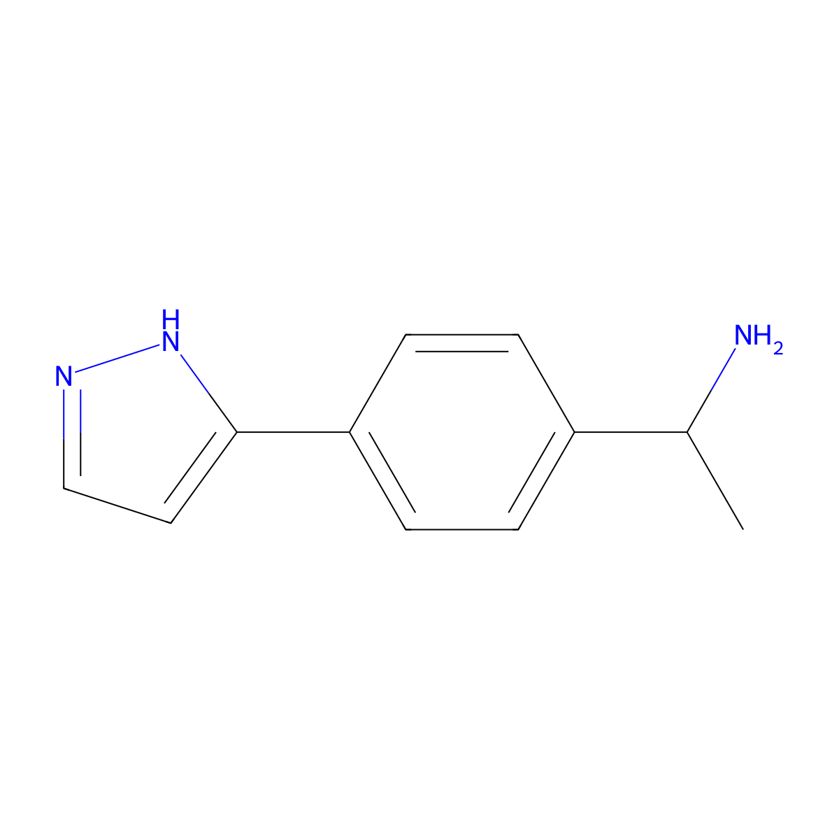 1-[4-(1H-pyrazol-3-yl)phenyl]ethan-1-amine molecular structure, CAS 2012877-73-3