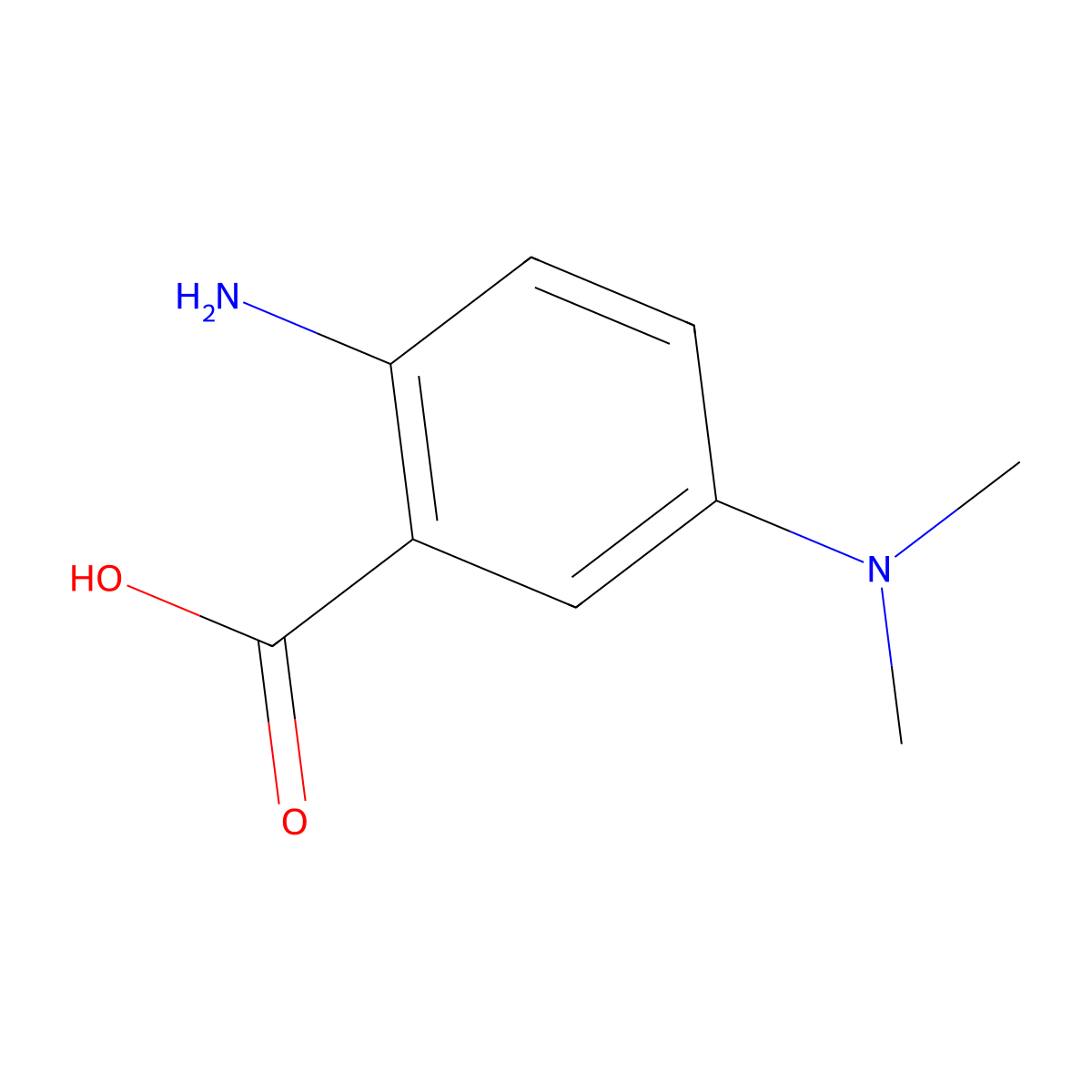 2-Amino-5-(dimethylamino)benzoic acid molecular structure, CAS 20129-87-7