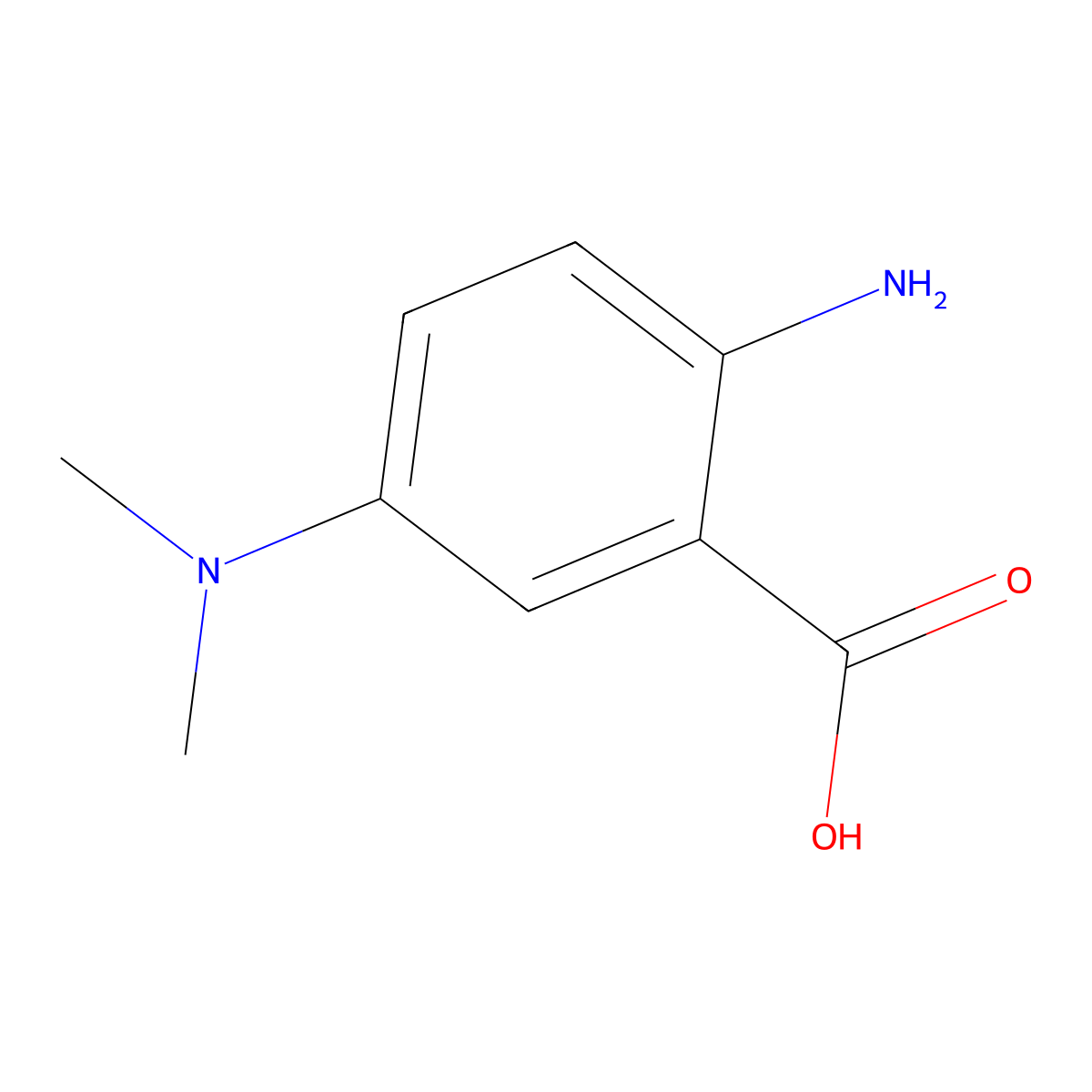 2-Amino-5-(dimethylamino)benzoic acid molecular structure, CAS 20129-87-7
