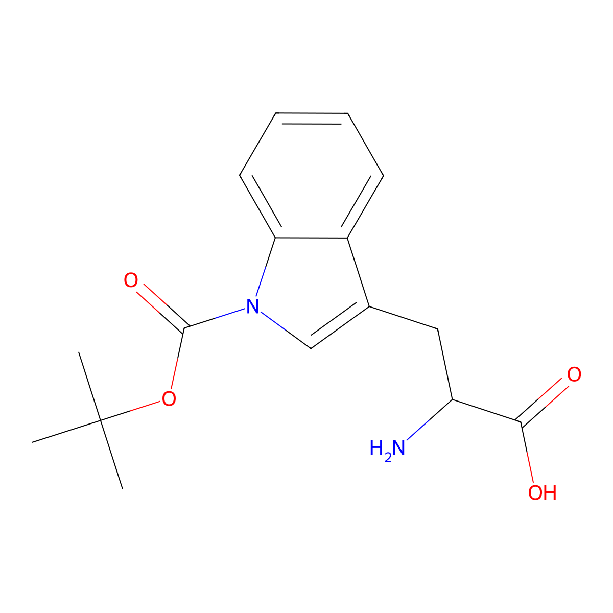 (R)-2-Amino-3-(1-(tert-butoxycarbonyl)-1H-indol-3-yl)propanoic acid molecular structure, CAS 201290-11-1