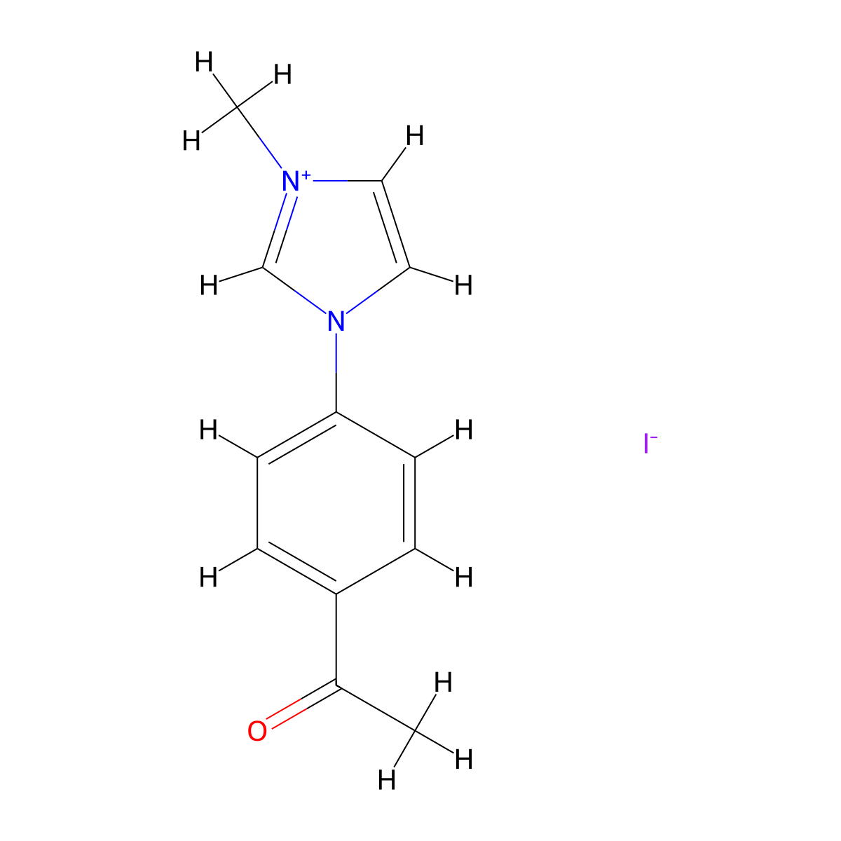 1-(4-acetylphenyl)-3-methyl-1H-imidazol-3-ium iodide molecular structure, CAS 201290-43-9