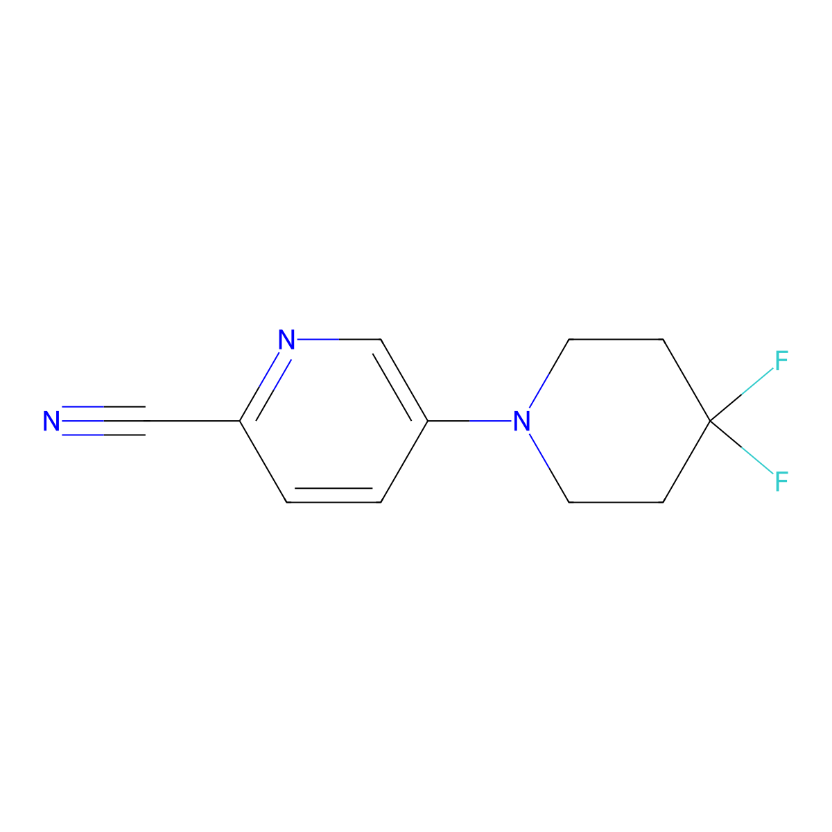 5-(4,4-Difluoropiperidin-1-yl)picolinonitrile molecular structure, CAS 2012926-58-6
