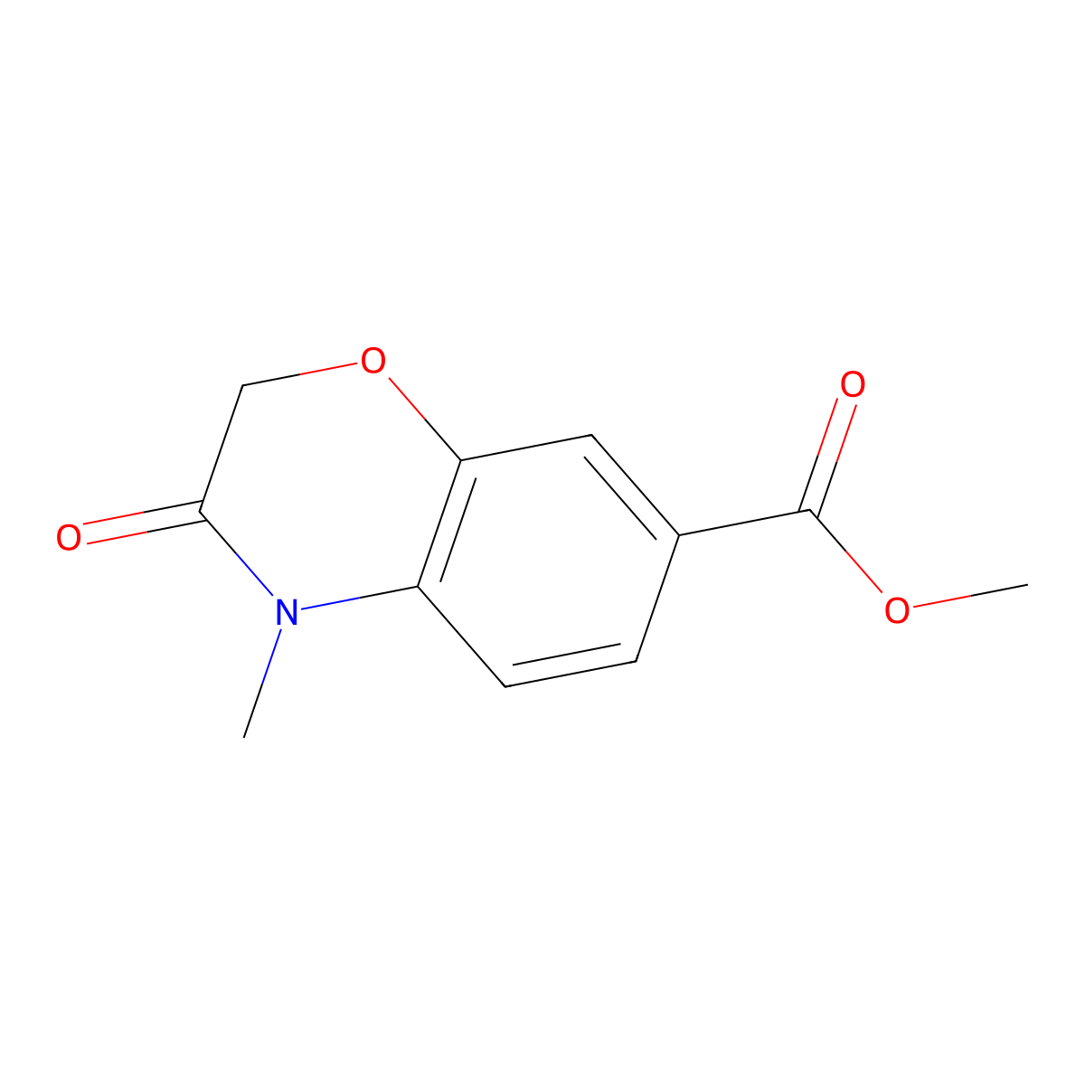 methyl 4-methyl-3-oxo-3,4-dihydro-2H-1,4-benzoxazine-7-carboxylate molecular structure, CAS 201294-27-1