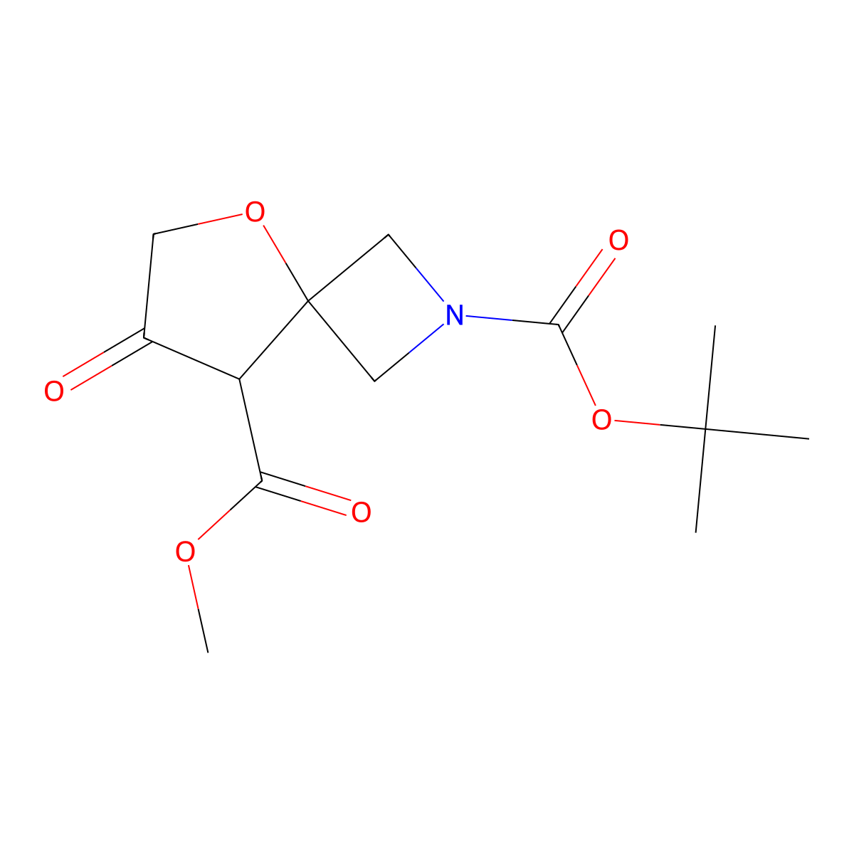 2-Tert-butyl 8-methyl 7-oxo-5-oxa-2-azaspiro[3.4]octane-2,8-dicarboxylate molecular structure, CAS 2012948-41-1