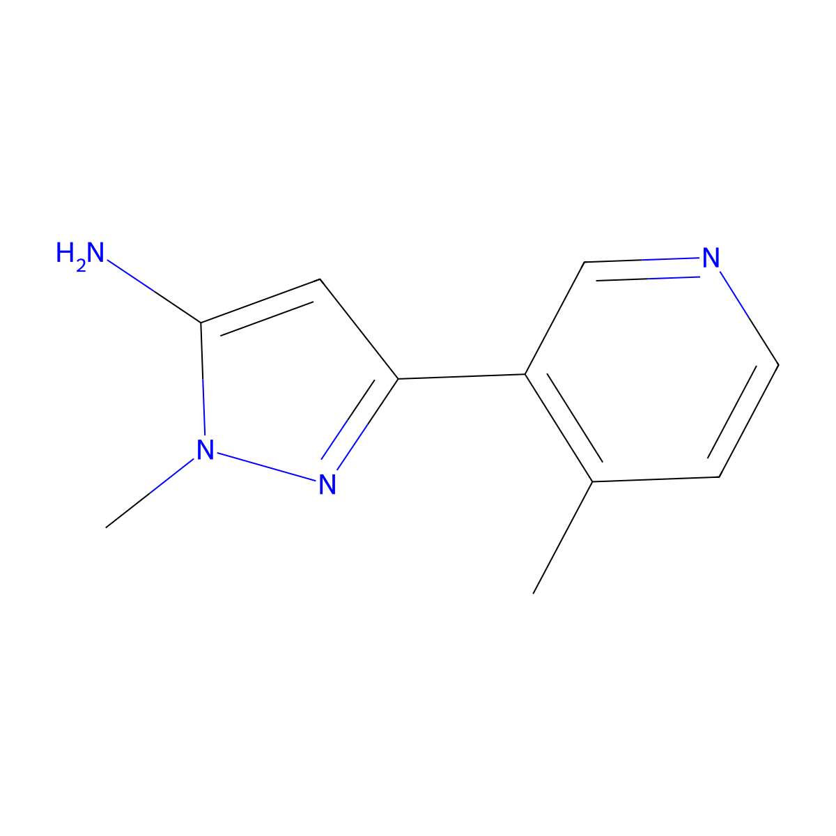 1-methyl-3-(4-methylpyridin-3-yl)-1H-pyrazol-5-amine molecular structure, CAS 2012956-04-4