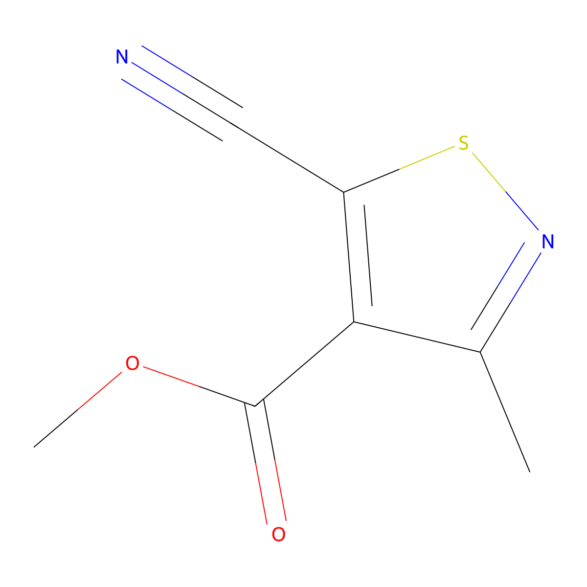 Methyl 5-cyano-3-methylisothiazole-4-carboxylate molecular structure, CAS 201298-88-6