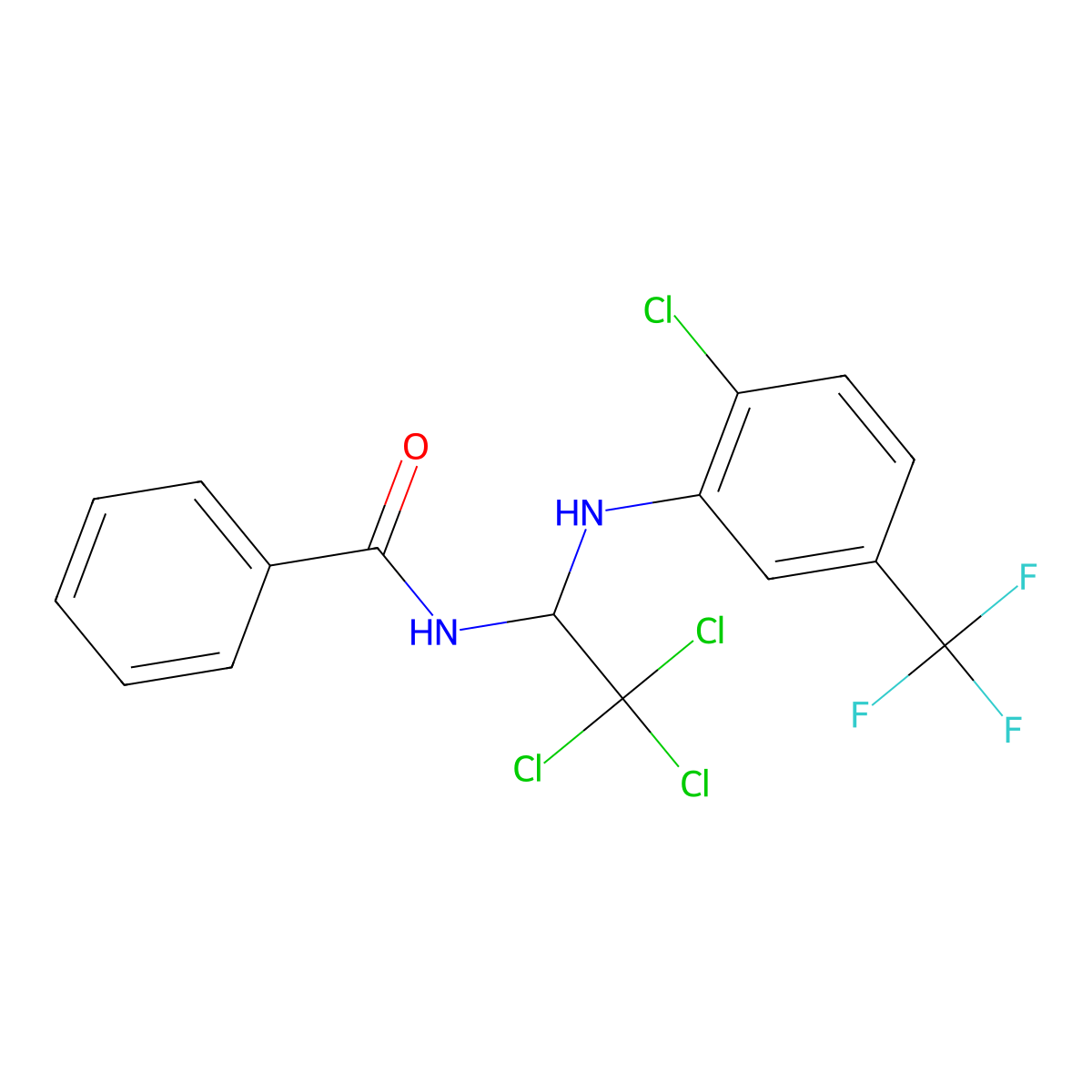 N-(2,2,2-trichloro-1-{[2-chloro-5-(trifluoromethyl)phenyl]amino}ethyl)benzamide molecular structure, CAS 201299-73-2