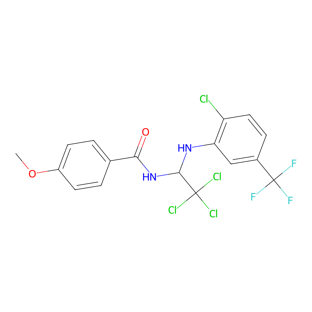 4-methoxy-N-[2,2,2-trichloro-1-[2-chloro-5-(trifluoromethyl)anilino]ethyl]benzamide molecular structure, CAS 201299-74-3