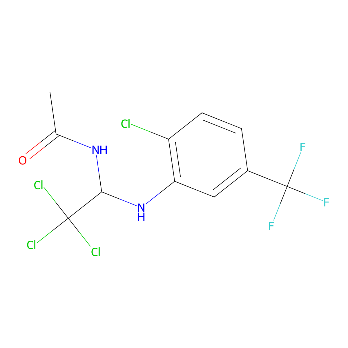 N-[2,2,2-Trichloro-1-(2-chloro-5-trifluoromethyl-phenylamino)-ethyl]-acetamide molecular structure, CAS 201299-79-8