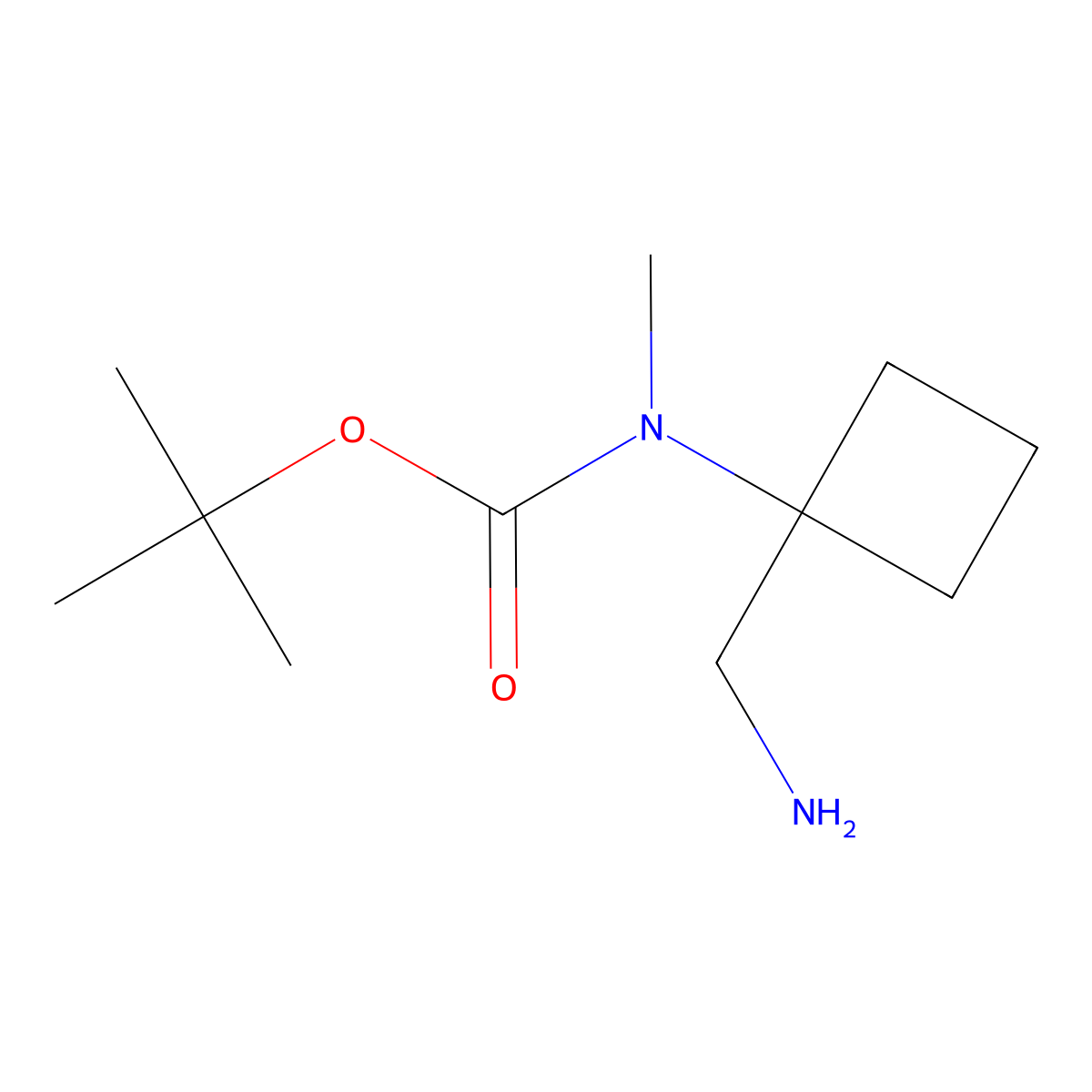 tert-butyl N-[1-(aminomethyl)cyclobutyl]-N-methyl-carbamate molecular structure, CAS 2012991-41-0