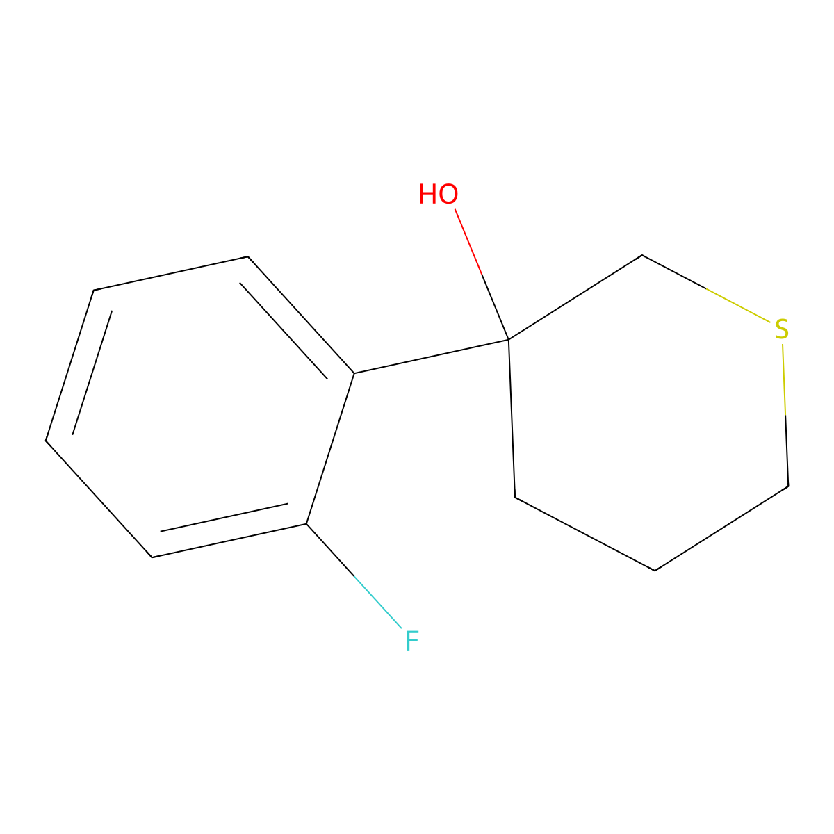 3-(2-Fluorophenyl)thian-3-ol molecular structure, CAS 2013020-23-8