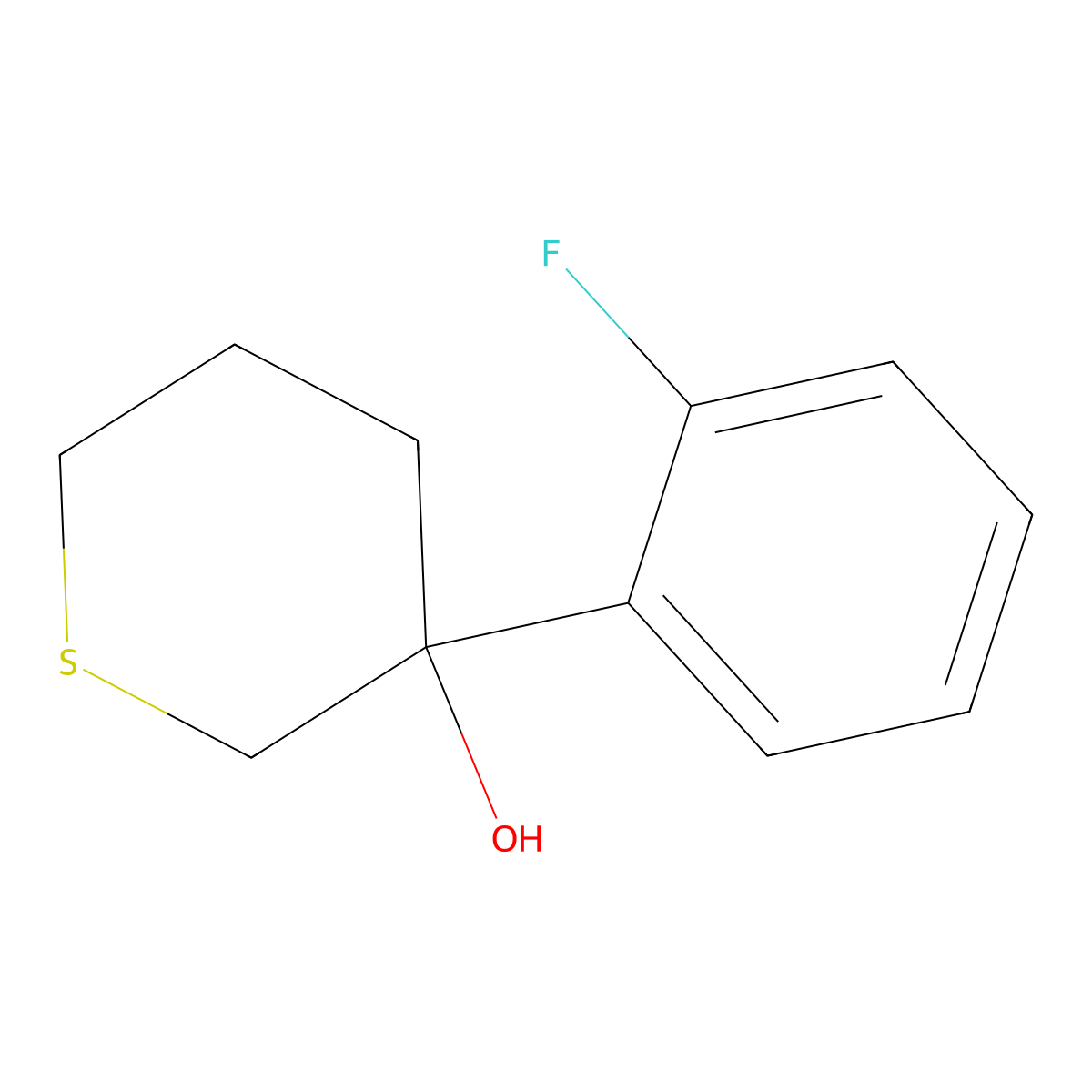3-(2-Fluorophenyl)thian-3-ol molecular structure, CAS 2013020-23-8