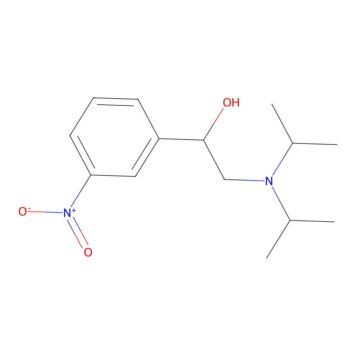 2-[Di(propan-2-yl)amino]-1-(3-nitrophenyl)ethanol molecular structure, CAS 20131-51-5