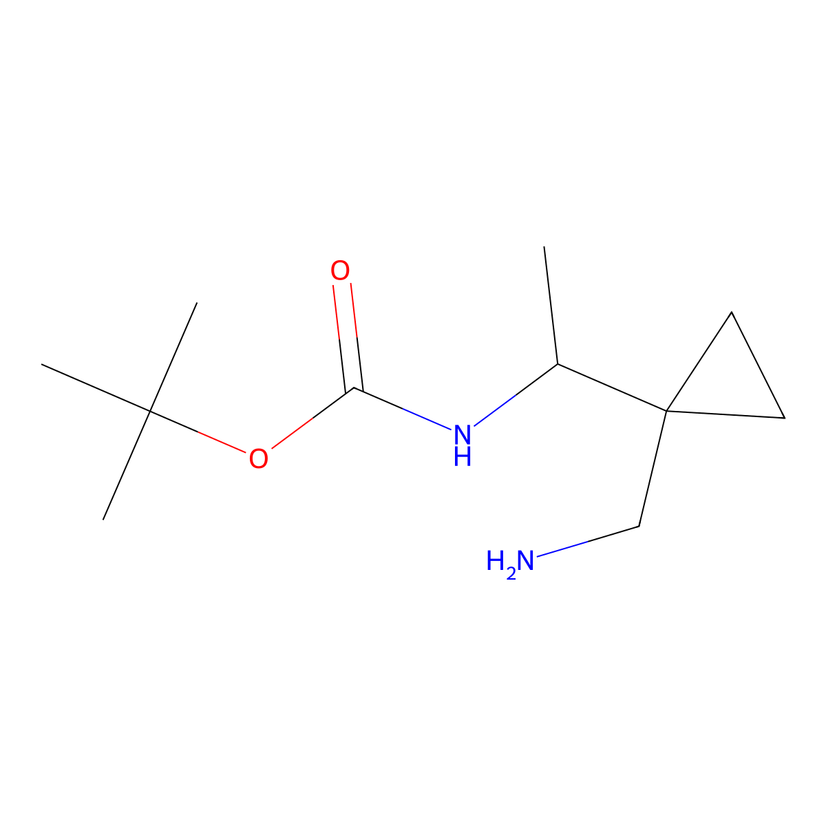 tert-butyl N-{1-[1-(aminomethyl)cyclopropyl]ethyl}carbamate molecular structure, CAS 2013194-88-0