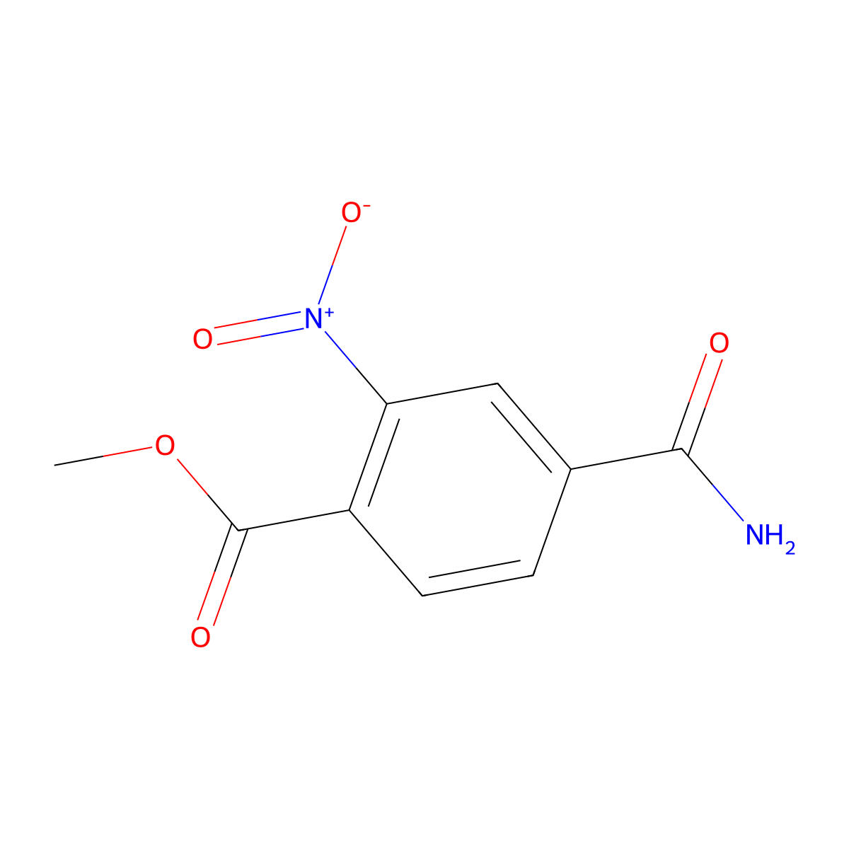 Methyl 4-(aminocarbonyl)-2-nitrobenzoate molecular structure, CAS 20132-75-6