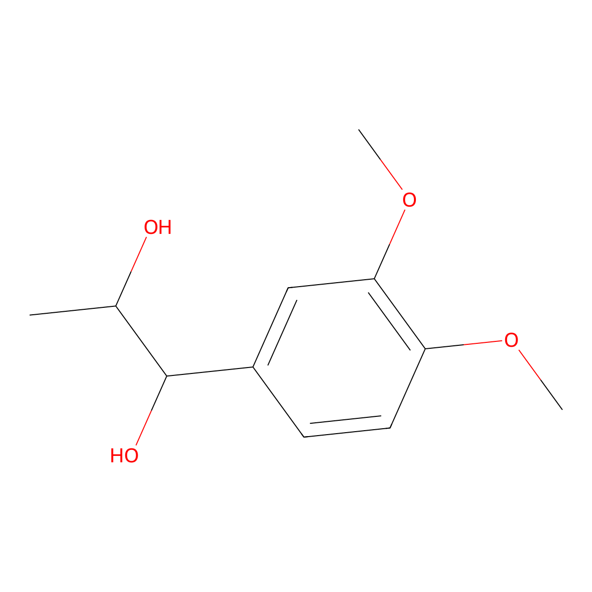1-(3,4-Dimethoxyphenyl)-1,2-propanediol molecular structure, CAS 20133-19-1