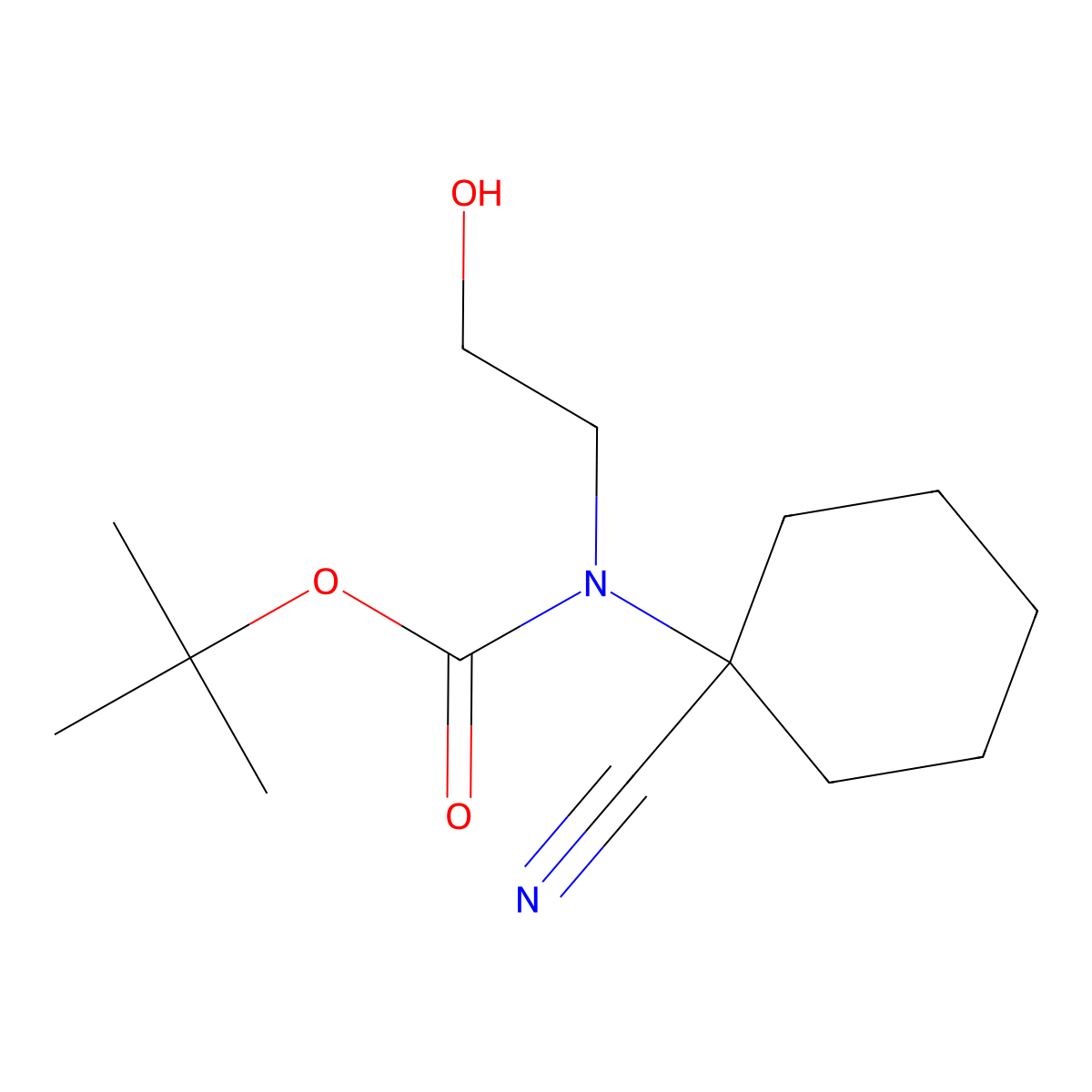 tert-butyl N-(1-cyanocyclohexyl)-N-(2-hydroxyethyl)carbamate molecular structure, CAS 2013328-71-5