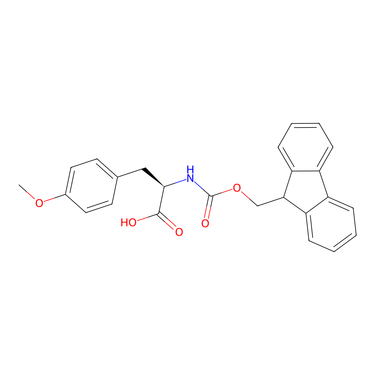 (2R)-2-((((9H-fluoren-9-yl)methoxy)carbonyl)amino)-3-(4-methoxyphenyl)propanoic acid molecular structure, CAS 201335-88-8