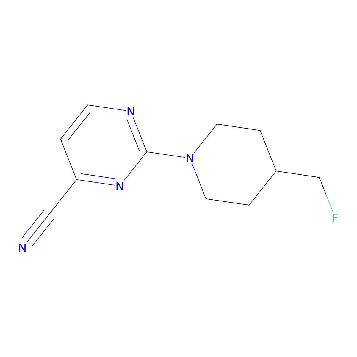 2-[4-(Fluoromethyl)piperidin-1-yl]pyrimidine-4-carbonitrile molecular structure, CAS 2013353-11-0