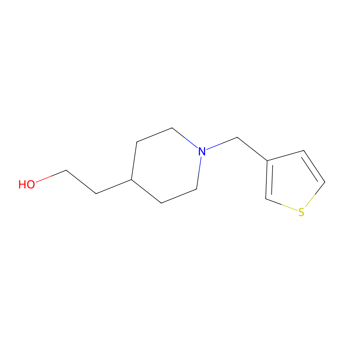 2-(1-(Thiophen-3-ylmethyl)piperidin-4-yl)ethan-1-ol molecular structure, CAS 2013355-87-6