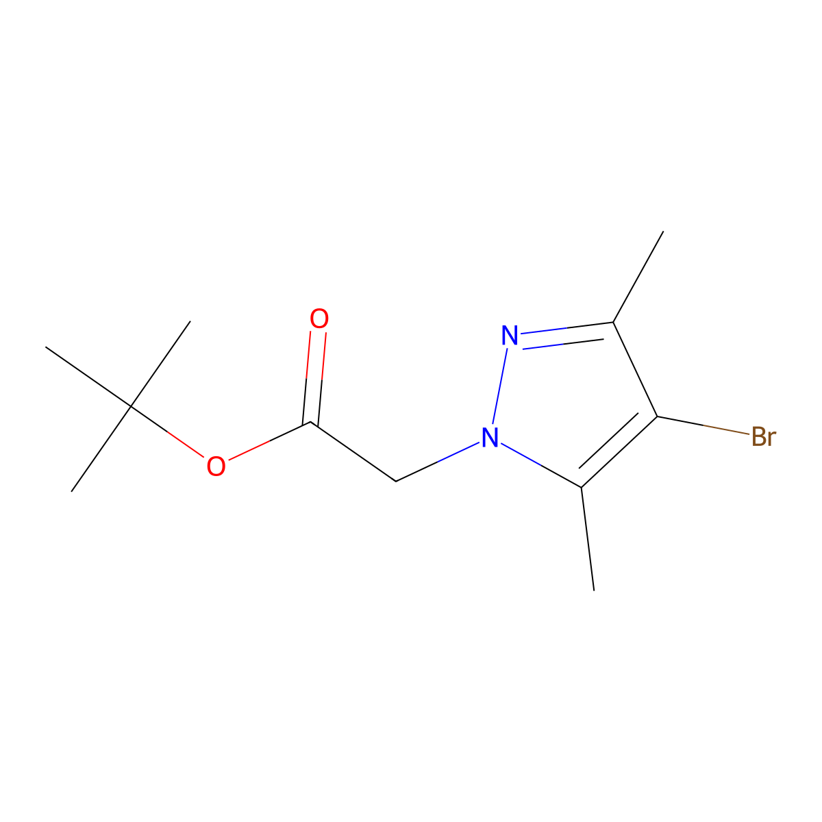 tert-butyl 2-(4-bromo-3,5-dimethyl-1H-pyrazol-1-yl)acetate molecular structure, CAS 2013373-96-9