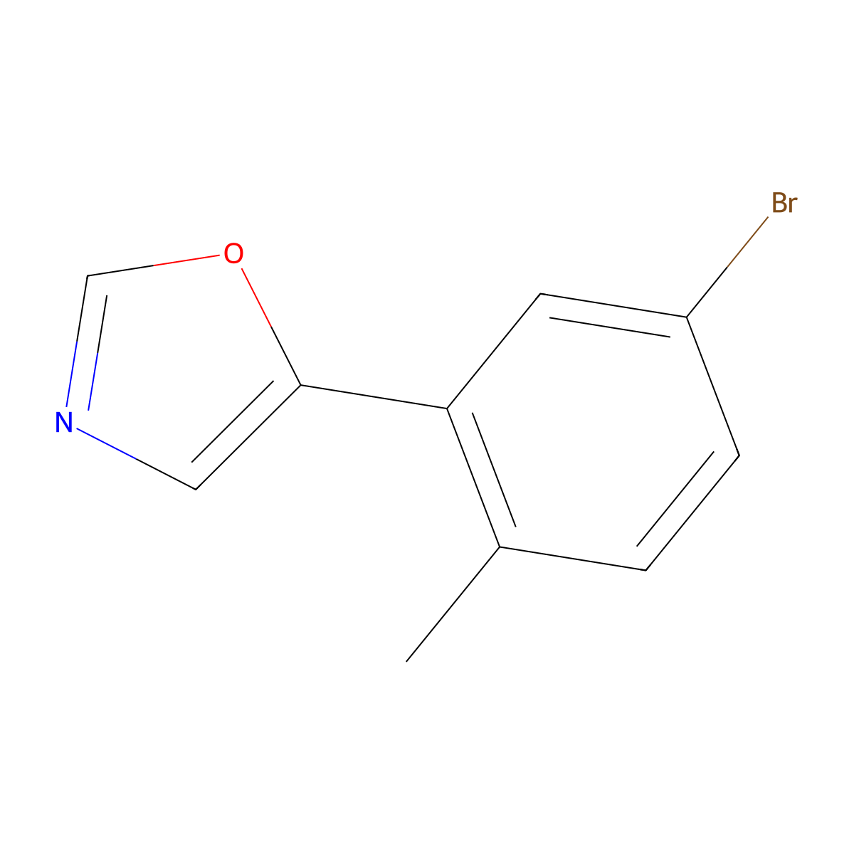 5-(5-Bromo-2-methylphenyl)-1,3-oxazole molecular structure, CAS 2013389-23-4