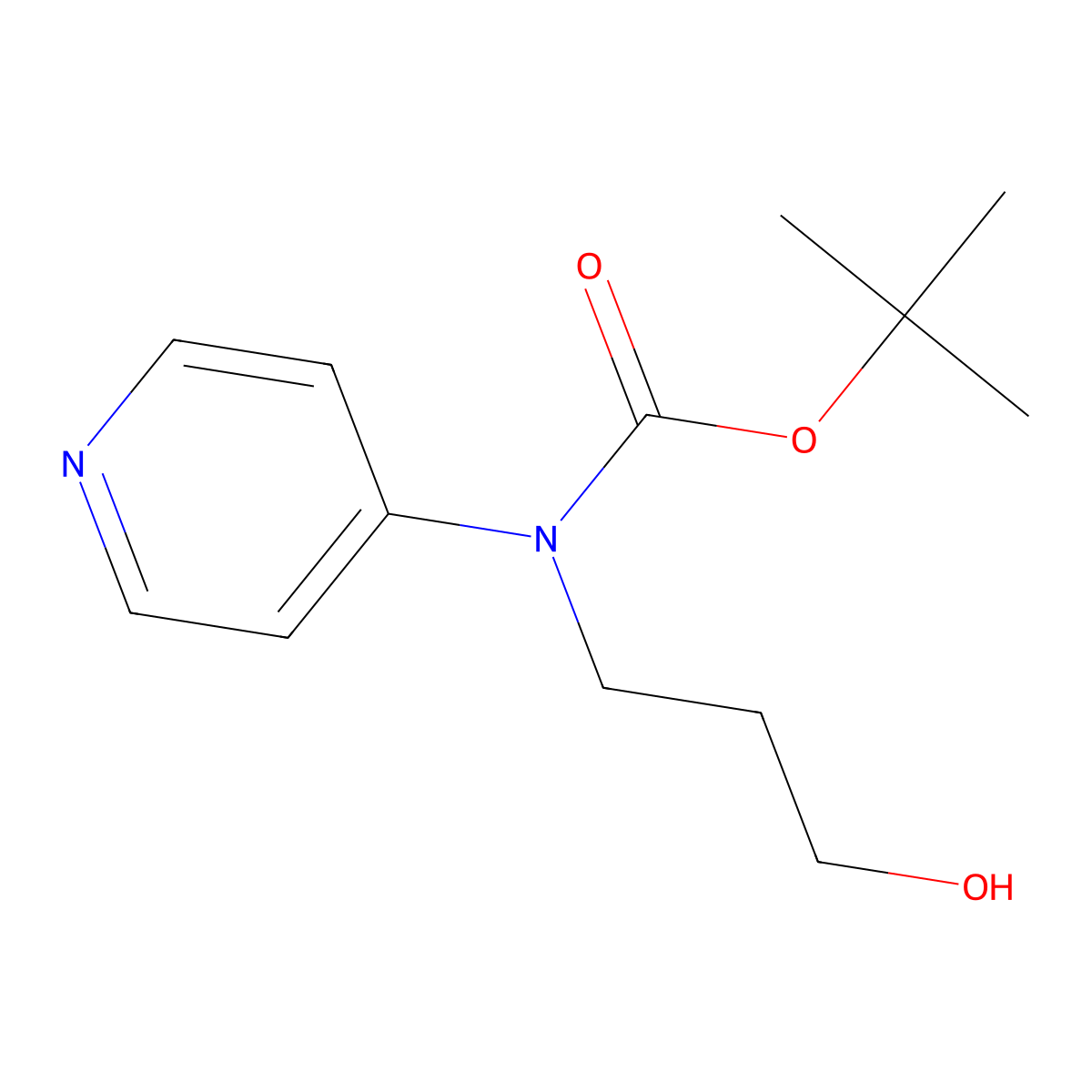 tert-butyl N-(3-hydroxypropyl)-N-(pyridin-4-yl)carbamate molecular structure, CAS 201341-82-4