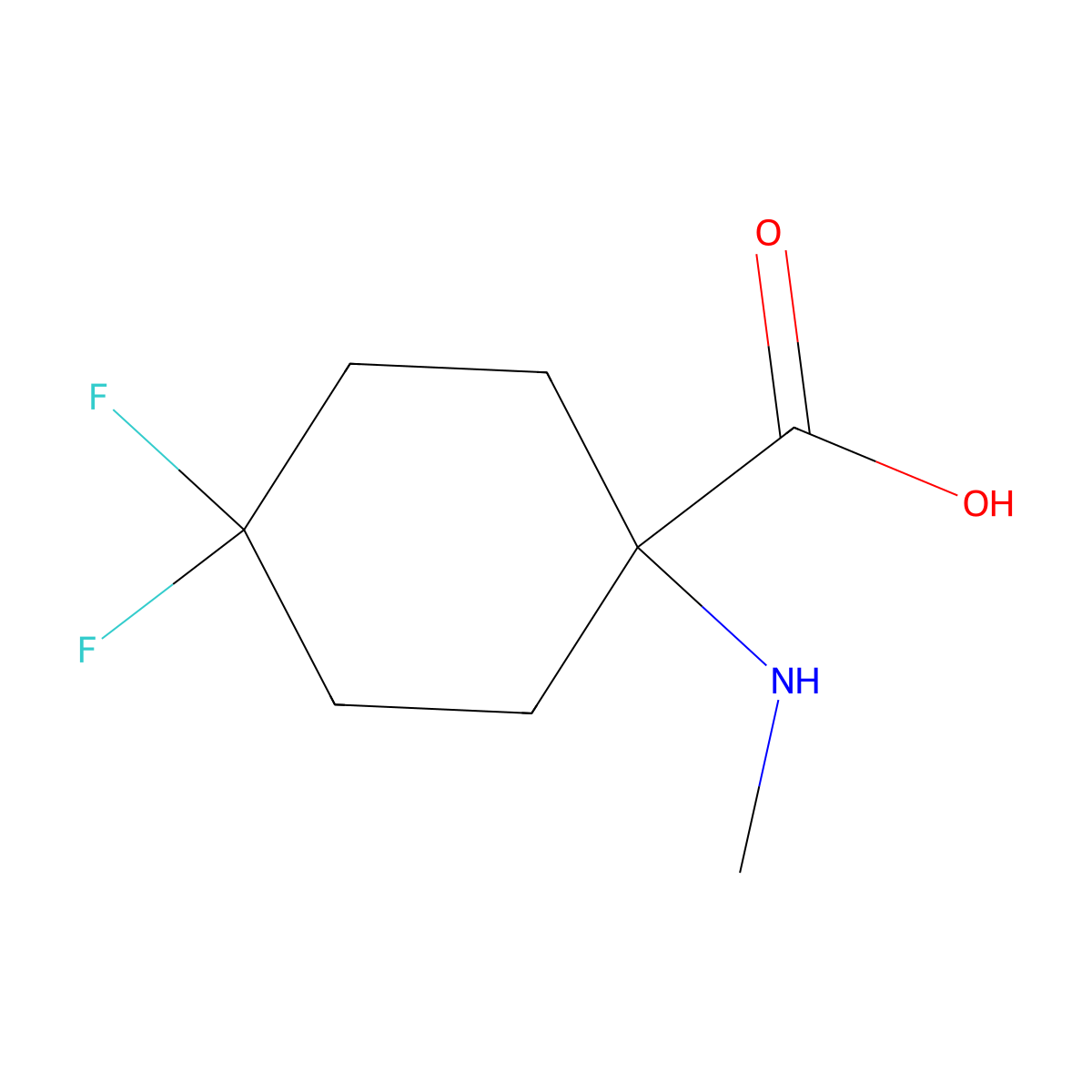 4,4-Difluoro-1-(methylamino)cyclohexane-1-carboxylic acid molecular structure, CAS 2013424-81-0