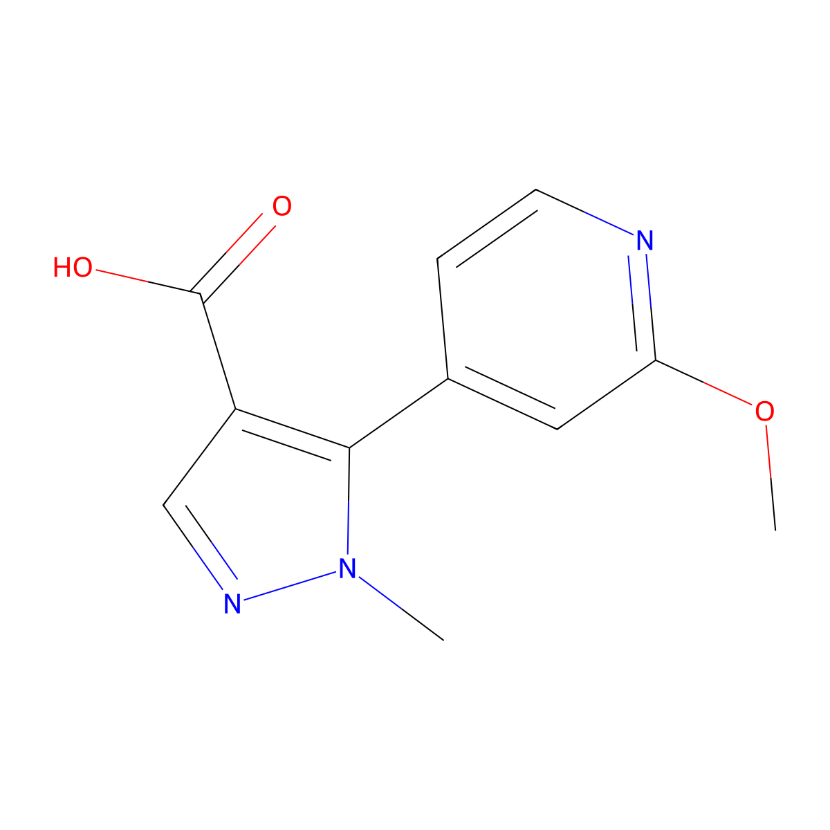 5-(2-methoxypyridin-4-yl)-1-methyl-1H-pyrazole-4-carboxylic acid molecular structure, CAS 2013430-68-5