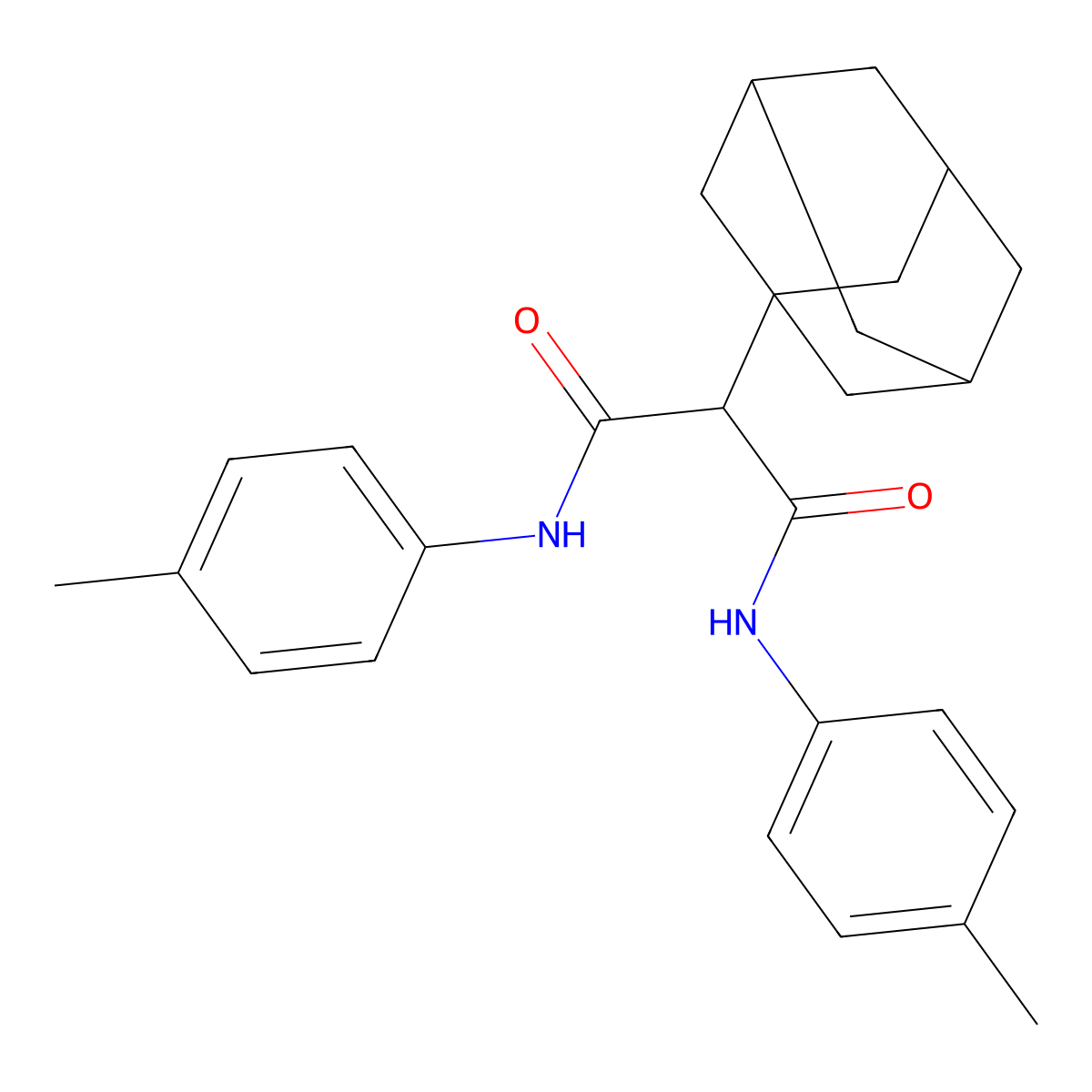 2-(1-adamantyl)-N,N'-bis(4-methylphenyl)propanediamide molecular structure, CAS 201348-98-3