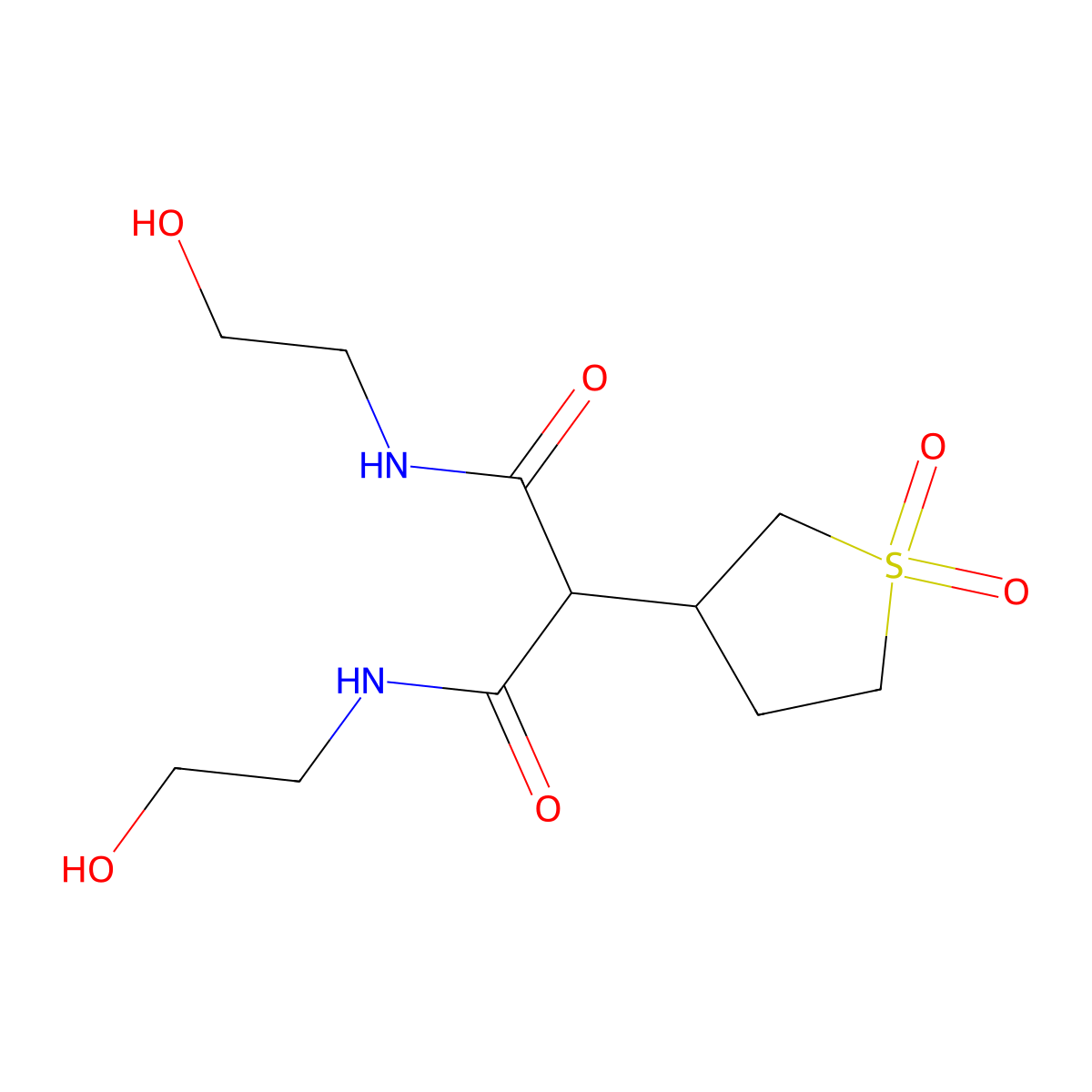 2-(1,1-dioxidotetrahydrothiophen-3-yl)-N,N'-bis(2-hydroxyethyl)propanediamide molecular structure, CAS 201349-04-4