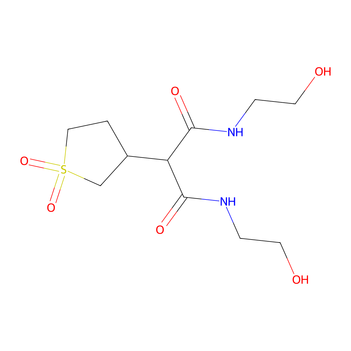 2-(1,1-dioxidotetrahydrothiophen-3-yl)-N,N'-bis(2-hydroxyethyl)propanediamide molecular structure, CAS 201349-04-4