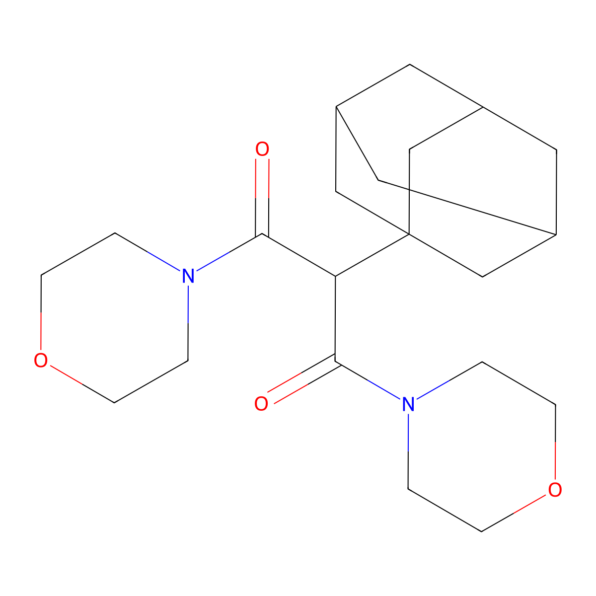2-(1-Adamantyl)-1,3-dimorpholin-4-ylpropane-1,3-dione molecular structure, CAS 201349-80-6