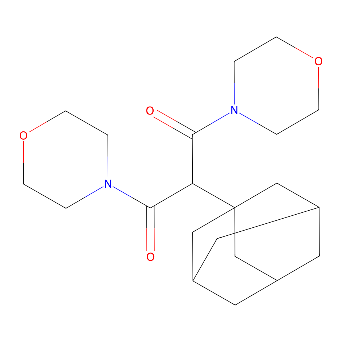 2-(1-Adamantyl)-1,3-dimorpholin-4-ylpropane-1,3-dione molecular structure, CAS 201349-80-6