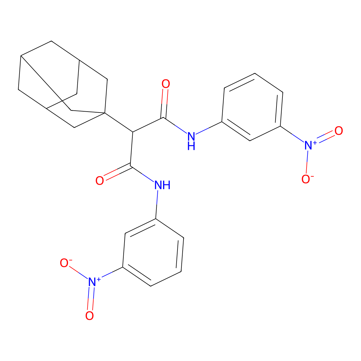 2-(1-adamantyl)-N,N'-bis(3-nitrophenyl)propanediamide molecular structure, CAS 201349-83-9