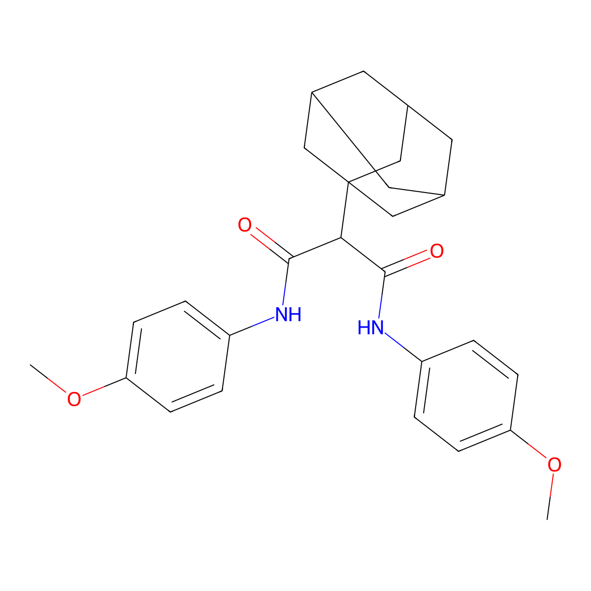 2-(1-adamantyl)-N,N'-bis(4-methoxyphenyl)propanediamide molecular structure, CAS 201349-84-0