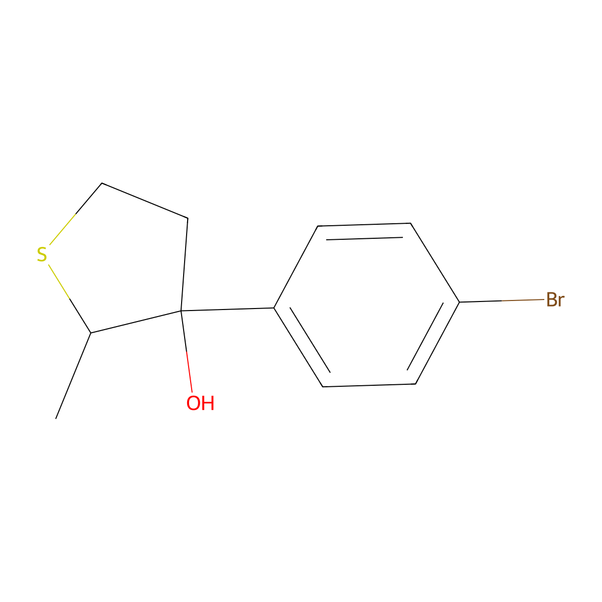 3-(4-Bromophenyl)-2-methylthiolan-3-ol molecular structure, CAS 2013496-30-3