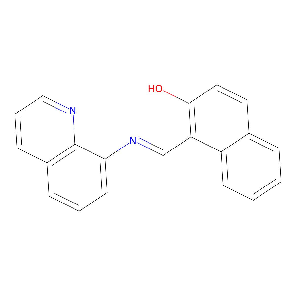 2-Naphthalenol, 1-[(8-quinolinylimino)methyl]- molecular structure, CAS 20136-57-6