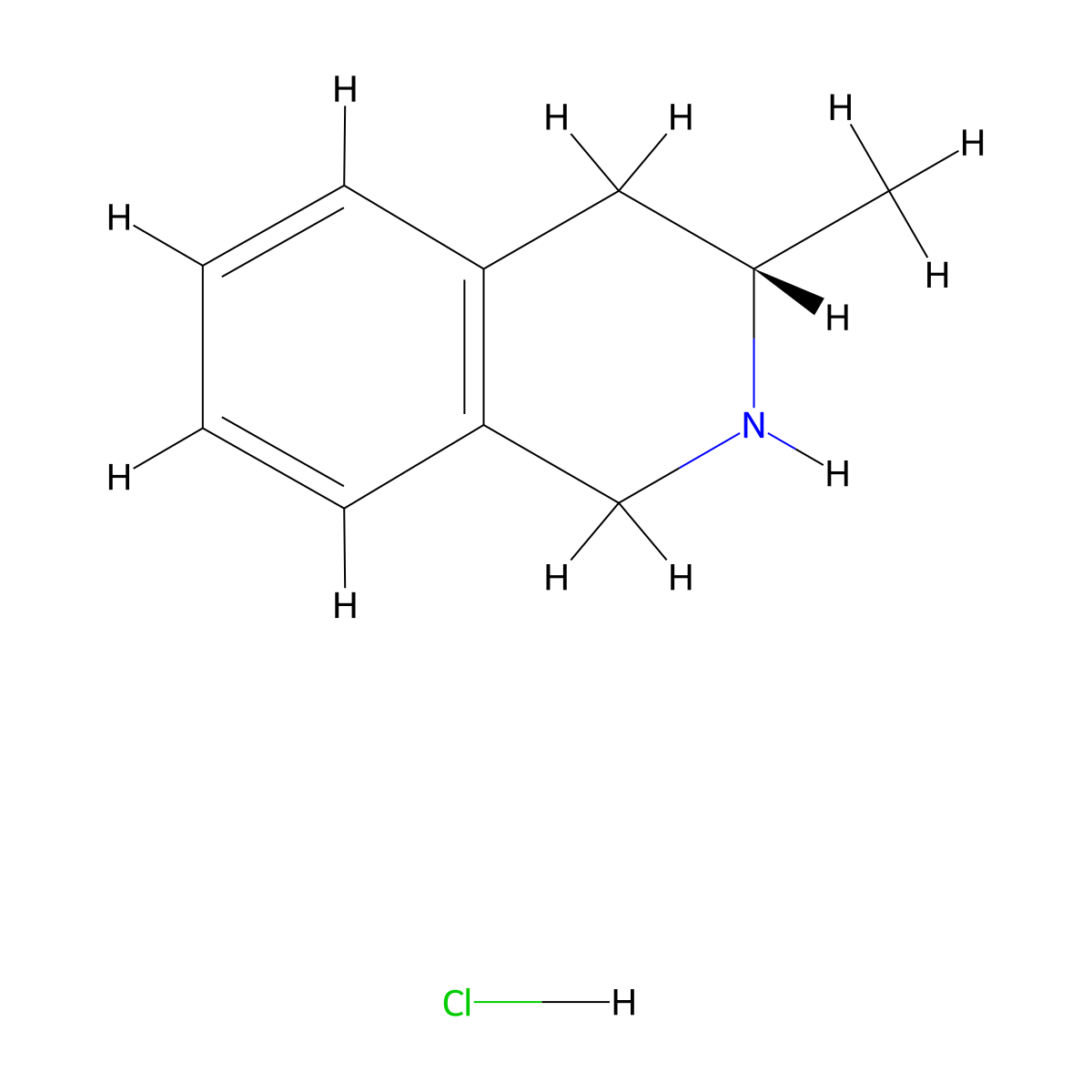 (3S)-3-methyl-1,2,3,4-tetrahydroisoquinoline hydrochloride molecular structure, CAS 20136-92-9