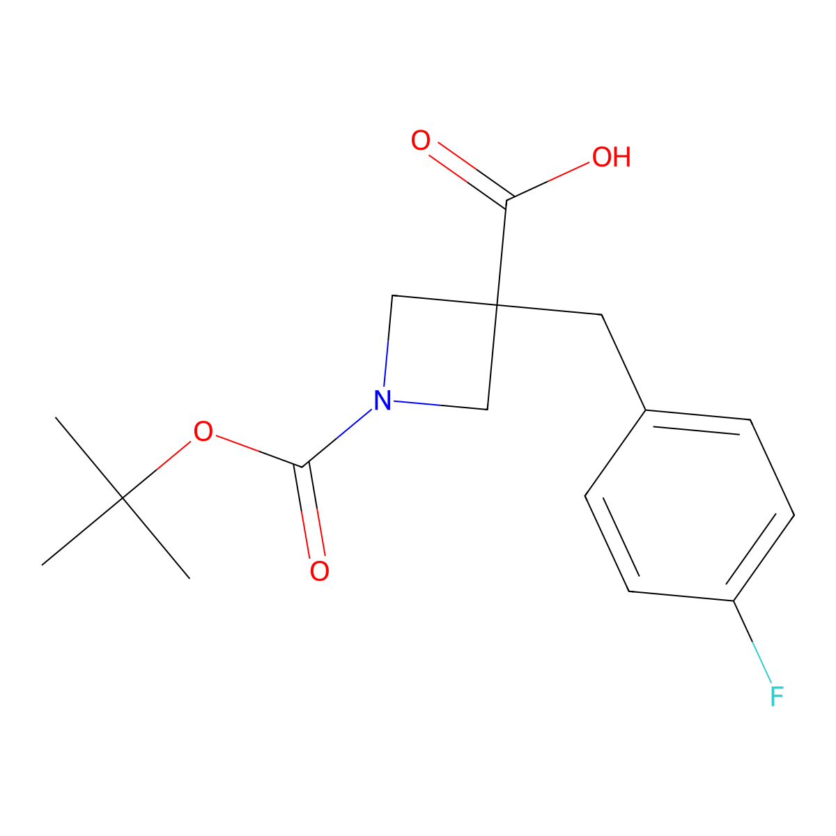 1-[(Tert-butoxy)carbonyl]-3-[(4-fluorophenyl)methyl]azetidine-3-carboxylic acid molecular structure, CAS 2013827-38-6