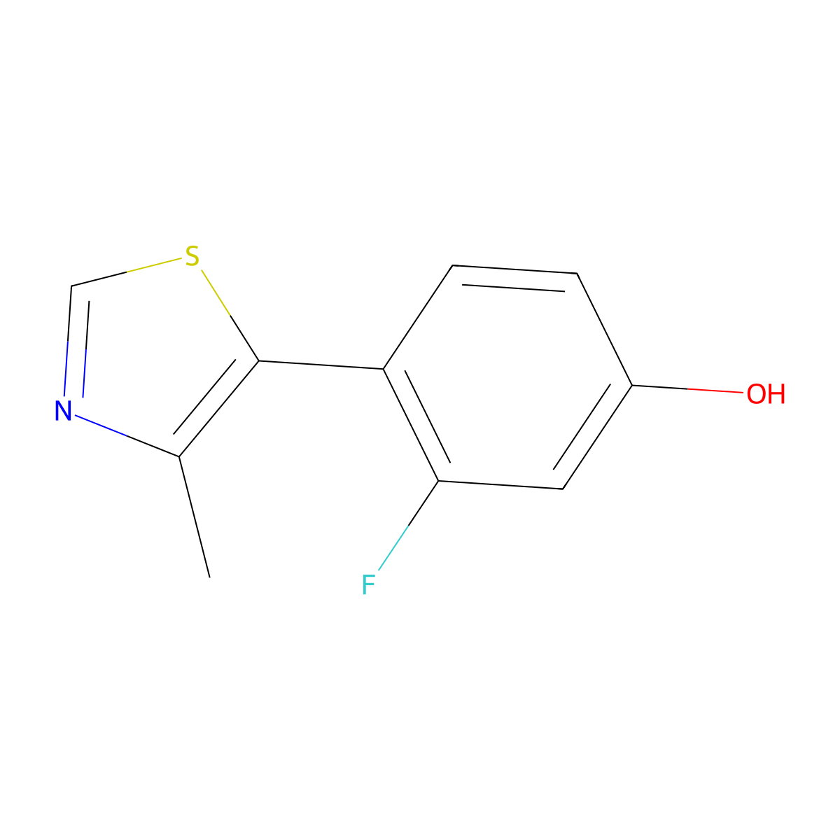 3-Fluoro-4-(4-methyl-5-thiazolyl)phenol molecular structure, CAS 2013847-93-1