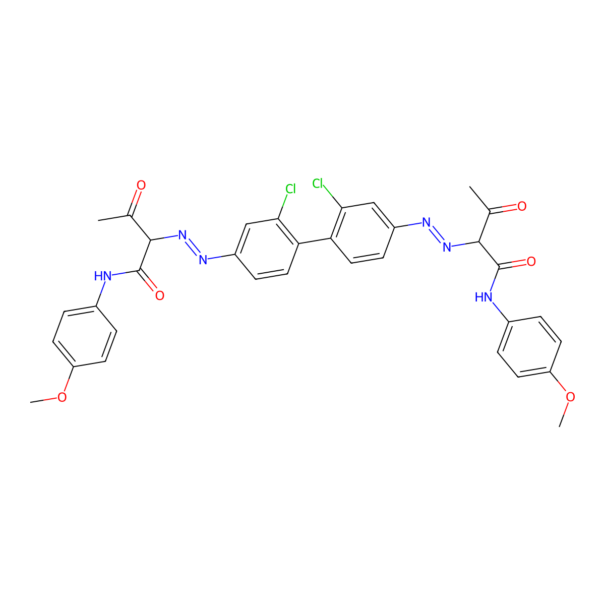 2,2'-((2,2'-Dichloro(1,1'-biphenyl)-4,4'-diyl)bis(azo))bis(N-(4-methoxyphenyl)-3-oxobutyramide) molecular structure, CAS 20139-62-2