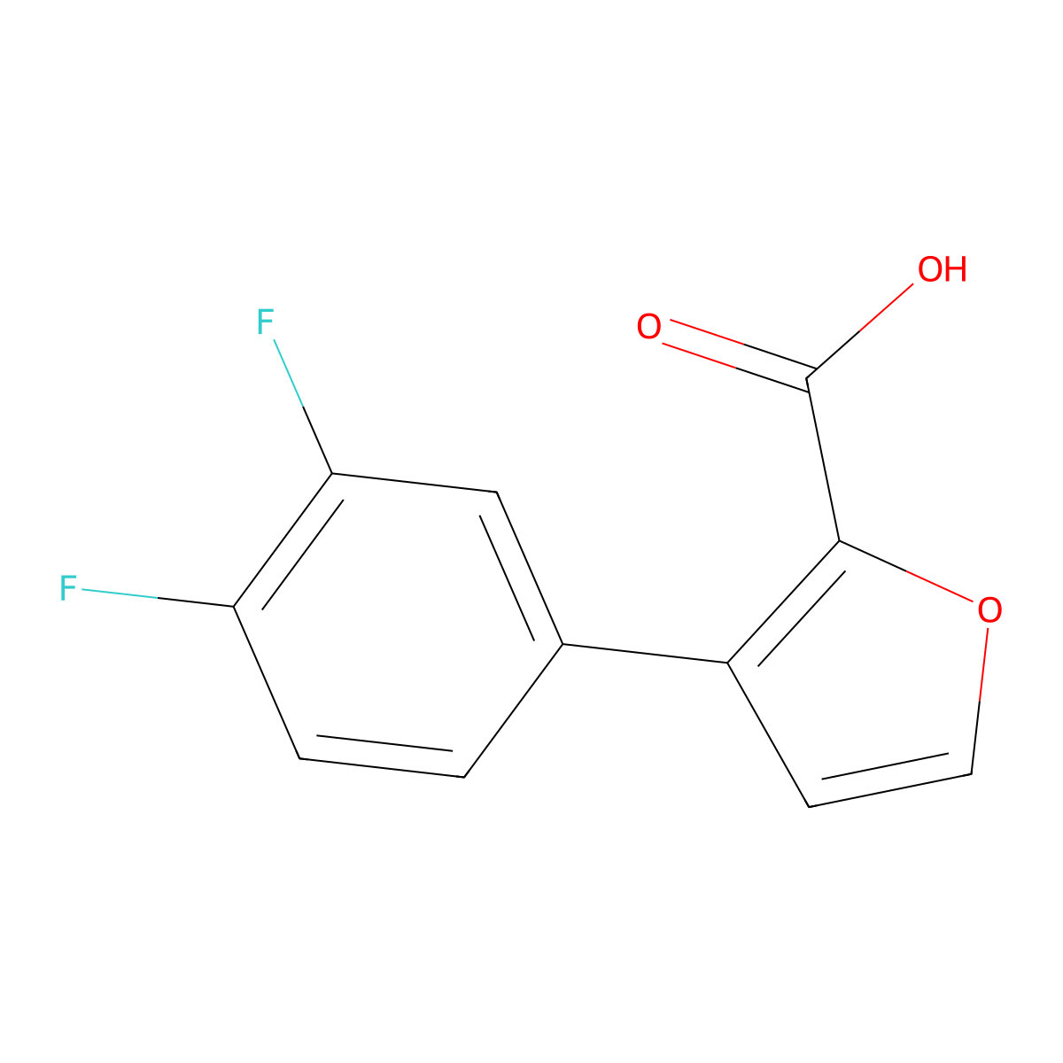 3-(3,4-Difluorophenyl)furan-2-carboxylic acid molecular structure, CAS 2013955-58-1