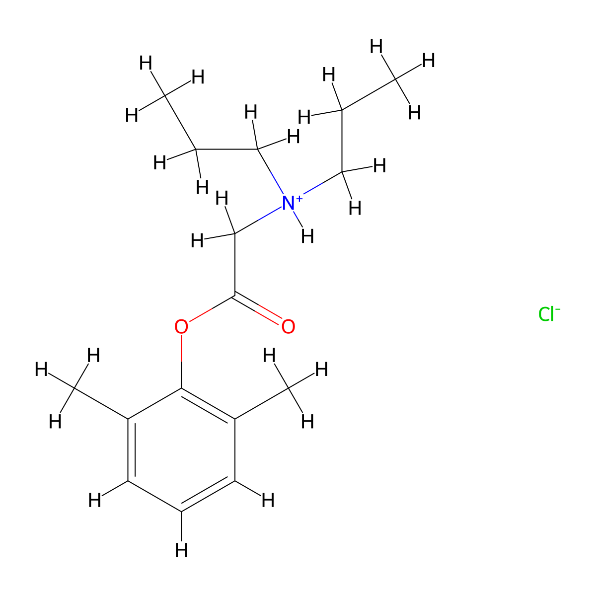 2,6-Dimethylphenyl N,N-dipropylglycinate--hydrogen chloride (1/1) molecular structure, CAS 2014-23-5